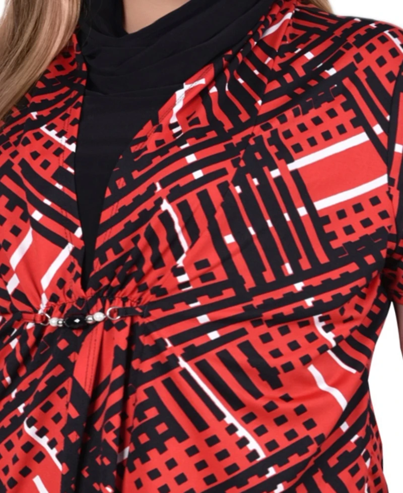 Ny Collection Plus Short Sleeve Cowl Neck Top