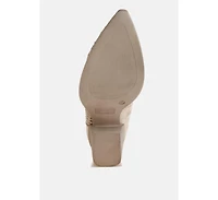 Artisole Woven Pleather Block Boots Women