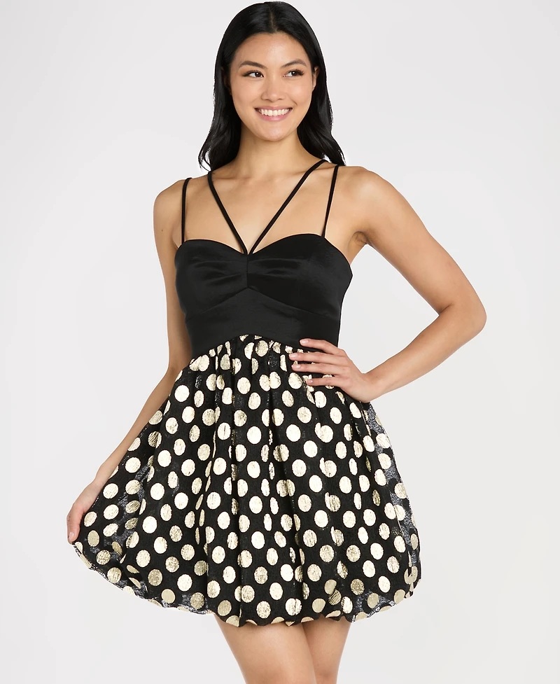 Morgan & Company Women's Metallic Dots Short Dress