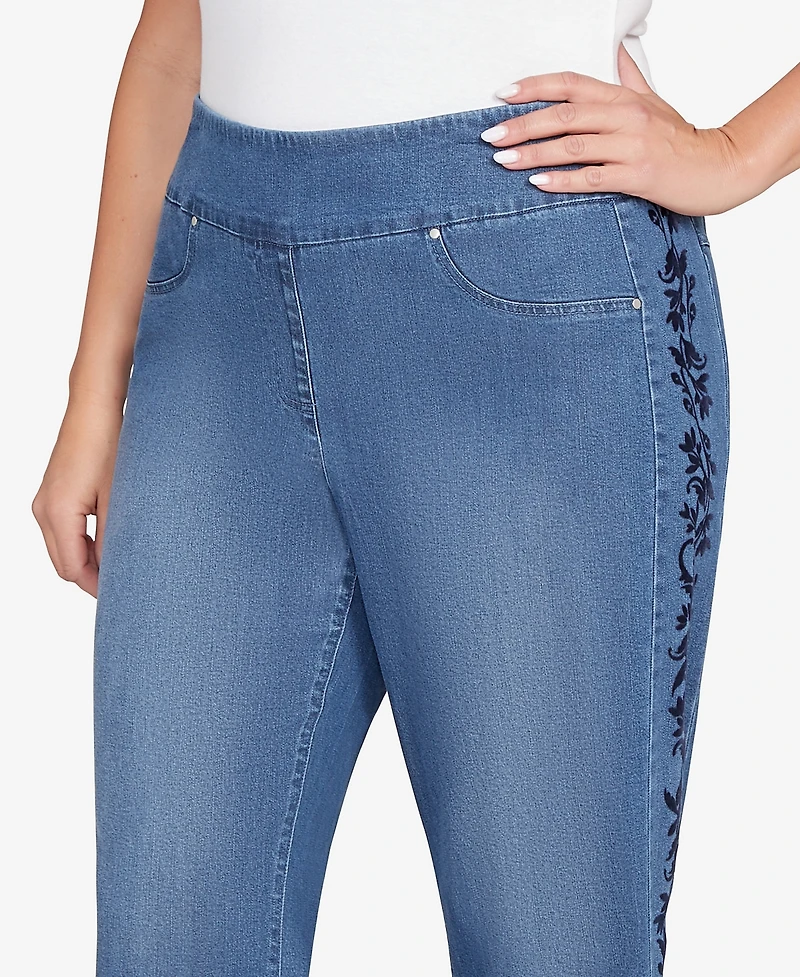 Ruby Rd. Plus Flocked Bootcut Ankle Jeans