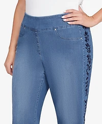 Ruby Rd. Plus Flocked Bootcut Ankle Jeans