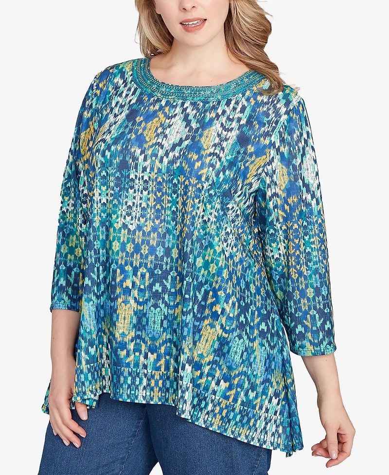 Ruby Rd. Plus Embroidered Kaleidoscope Knit Top