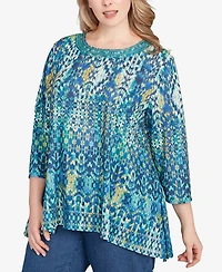 Ruby Rd. Plus Embroidered Kaleidoscope Knit Top