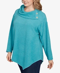 Ruby Rd. Plus Size Heather Cozy Knit Split Cowl Top