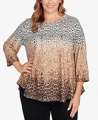 Ruby Rd. Plus Embellished Animal Print Cozy Top