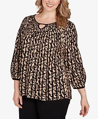 Ruby Rd. Plus Gored Texture Animal Print Sweater