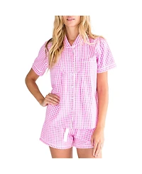 Sant and Abel Women's Hepburn Gingham Pink Short Pj Set