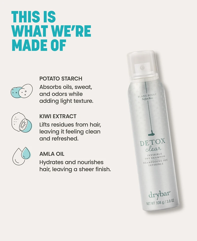 Drybar Detox Clear Invisible Dry Shampoo, 3.8 oz.