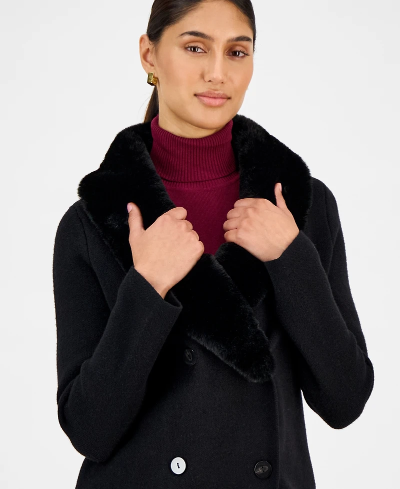 T Tahari Women's Faux-Fur Shawl-Collar Jacket