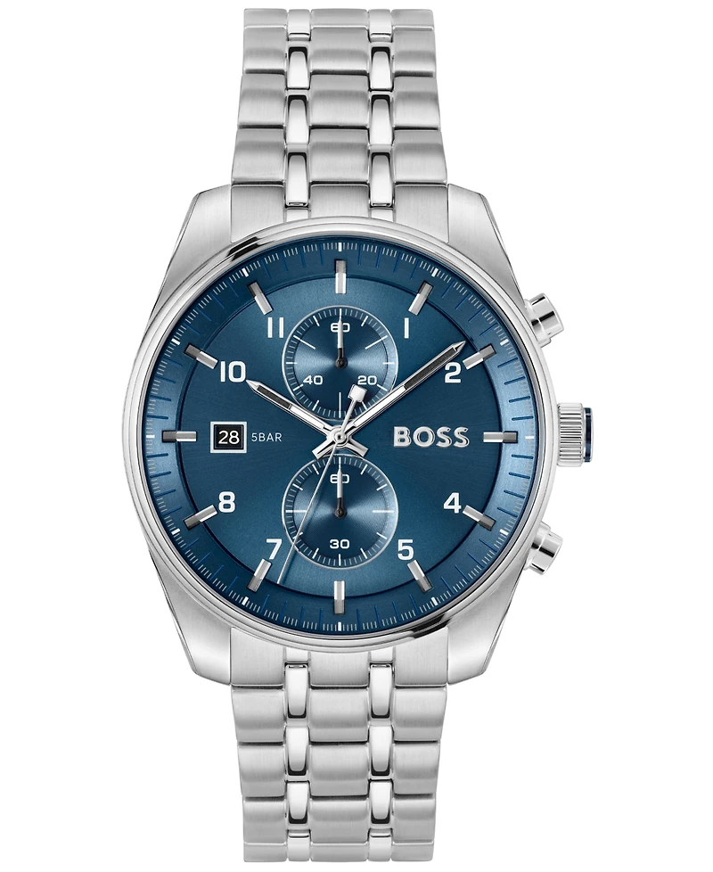 Hugo Boss Men's Skytraveller Quartz Fashion Chrono Stainless Steel Watch, 44mm