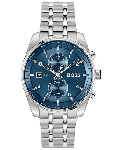 Hugo Boss Men's Skytraveller Quartz Fashion Chrono Stainless Steel Watch, 44mm