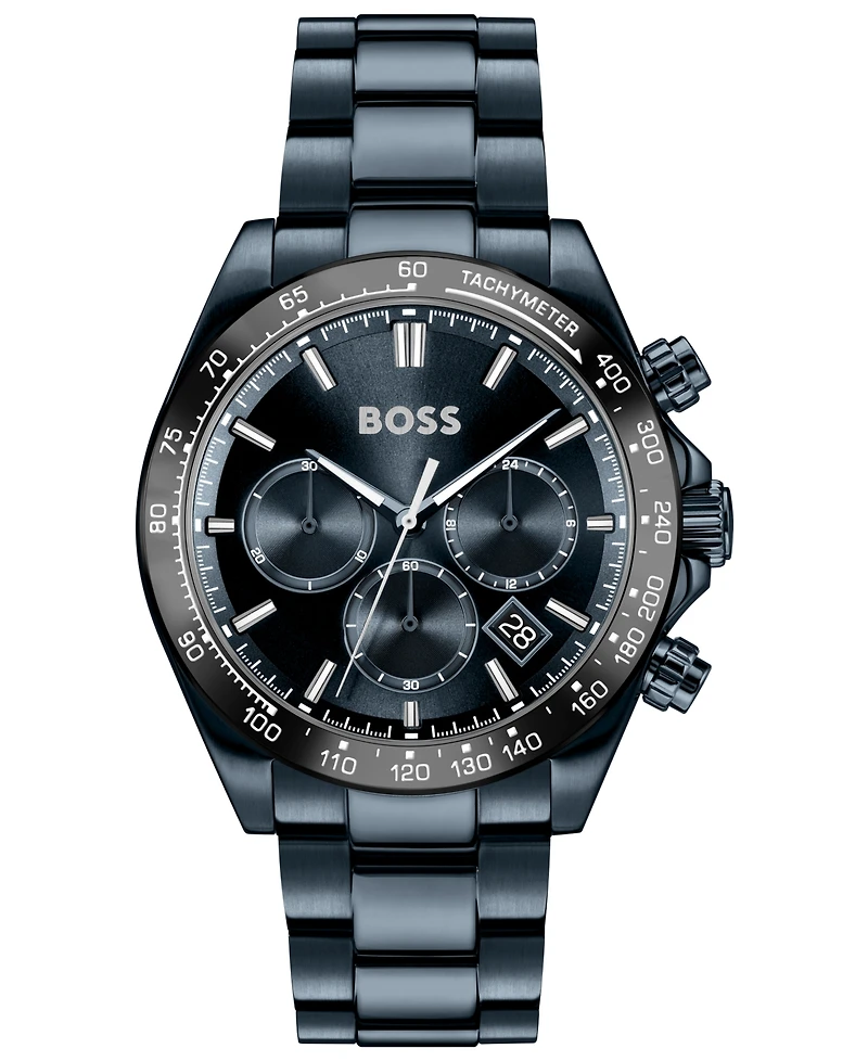 Hugo Boss Men's Hero 2.0 Quartz Fashion Chrono Ionic Plated Blue Steel Watch, 44mm