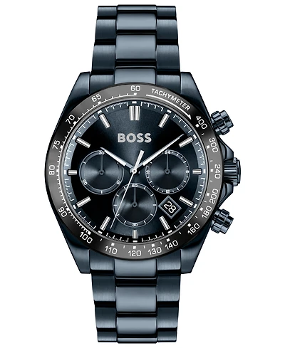 Hugo Boss Men's Hero 2.0 Quartz Fashion Chrono Ionic Plated Blue Steel Watch, 44mm