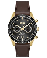 Hugo Boss Men's Tourmaster Quartz Multifunction Brown Calfskin Watch, 41mm