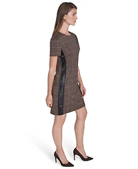 Halston Women's Micro Houndstooth Button Dress