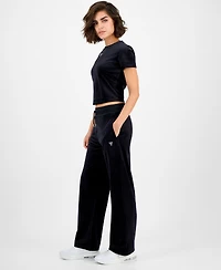 Guess Women's Couture Straight-Leg Velour Pants
