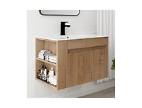 Casainc 30 Inch Bathroom Vanity with White Ceramic Basin and Adjustable Open Shelf