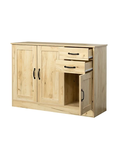 Casainc Modern Wood Sideboard with 2 Doors, 2 Drawers and Central Storage for Entryway or Dining