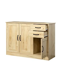 Casainc Modern Wood Sideboard with 2 Doors, 2 Drawers and Central Storage for Entryway or Dining