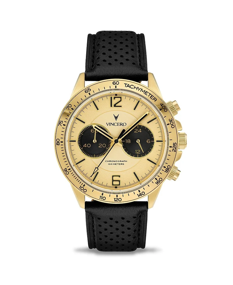 Vincero Mens Quartz Watch Apex Golden Panda 42mm