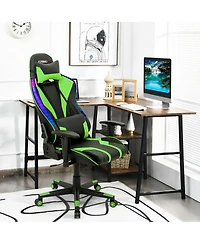 Gymax Gaming Chair Adjustable Swivel Computer w/ Dynamic Led Lights
