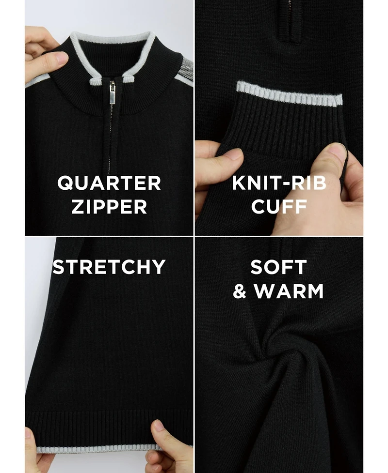 Raw X Boy's Shoulder Detail Quarter-Zip Sweater