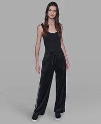 Karl Lagerfeld Paris Petite Rhinestone Trim Track Pant
