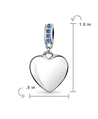 Bling Jewelry Crystal Accent Bale Heart Shape Dangle Bead Charm Sterling Silver