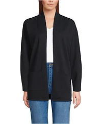 Lands' End Women's Petite Cotton Half Milano Open Cardigan Sweater
