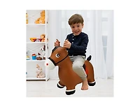 BounceZiez Inflatable Bouncy Ride-On Hopper W/ Pump - Brown Horse