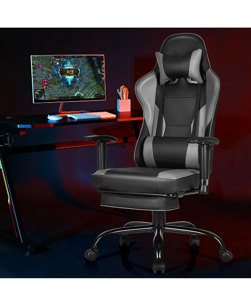 Gymax Massage Gaming Chair Racing Computer Task Chair Recliner w/Footrest