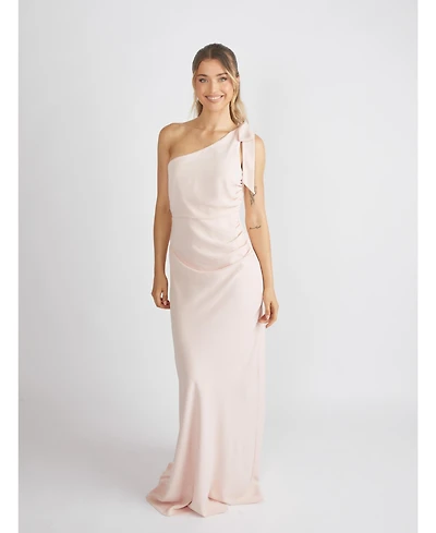 Six Stories Women's Bow One Shoulder Crepe Bridesmaid Dress