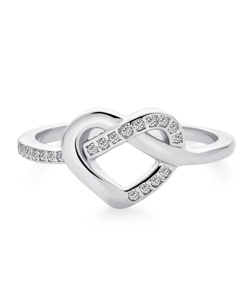 Bling Jewelry Romantic Friendship Cz Infinity Band Heart Shape Promise Ring Cubic Zirconia Sterling Silver