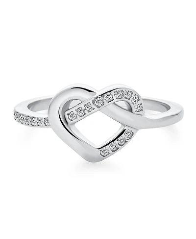 Bling Jewelry Romantic Friendship Cz Infinity Band Heart Shape Promise Ring Cubic Zirconia Sterling Silver