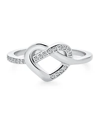 Bling Jewelry Romantic Friendship Cz Infinity Band Heart Shape Promise Ring Cubic Zirconia Sterling Silver