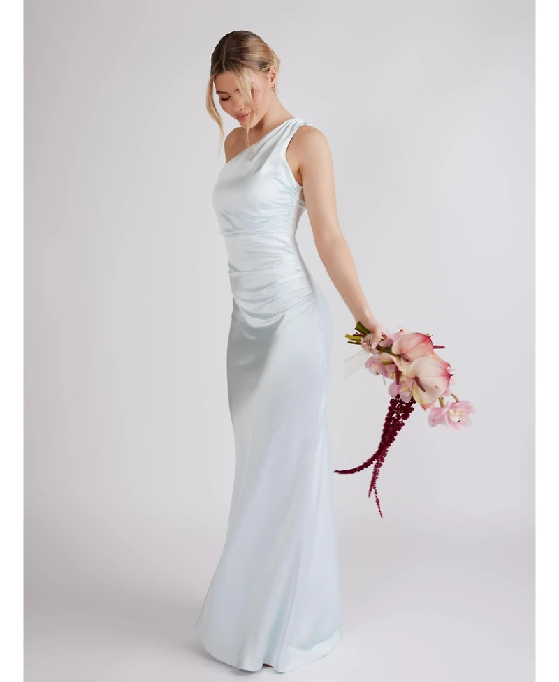 Six Stories Women's One Shoulder Satin Bridesmaid Dress