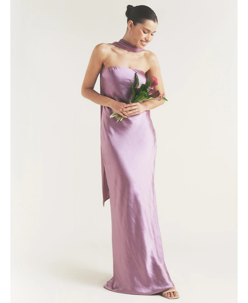 Six Stories Women's Bandeau Satin Bridesmaid Dress