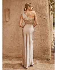 Six Stories Women's One Shoulder Satin Bridesmaid Dress