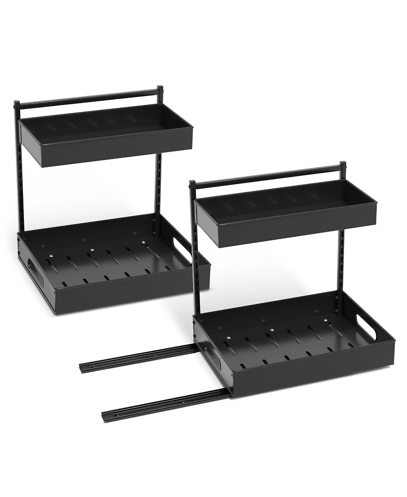 Sorbus 2 Pack 2-Tier Pull-Out Under Sink Organizer and Adhesive Tape - for Kitchen Bathroom