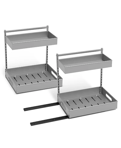 Sorbus 2 Pack 2-Tier Pull-Out Under Sink Organizer and Adhesive Tape - for Kitchen and Bathroom