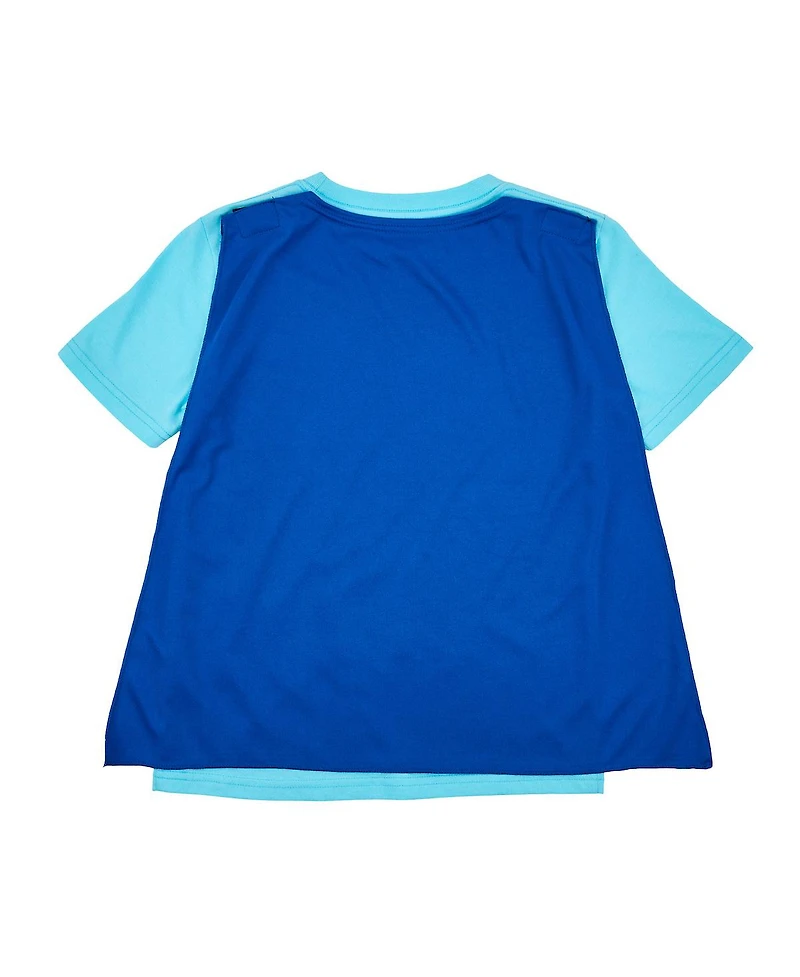 Dog Man Big Boys Bone and Belt Print Blue Crew Neck Short Sleev Cape Tee-14