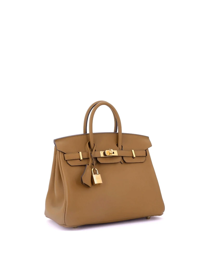 Pre-Owned Hermes Birkin 25 Handbag Brown Swift with Gold Hardware