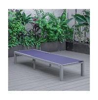 LeisureMod Marlin Patio Chaise Lounge Chair With Grey Aluminum Frame