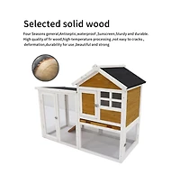 Aostirmotor Outdoor Yellow Wood Pet House with a Deeper Pull Out Tray for Small Animals