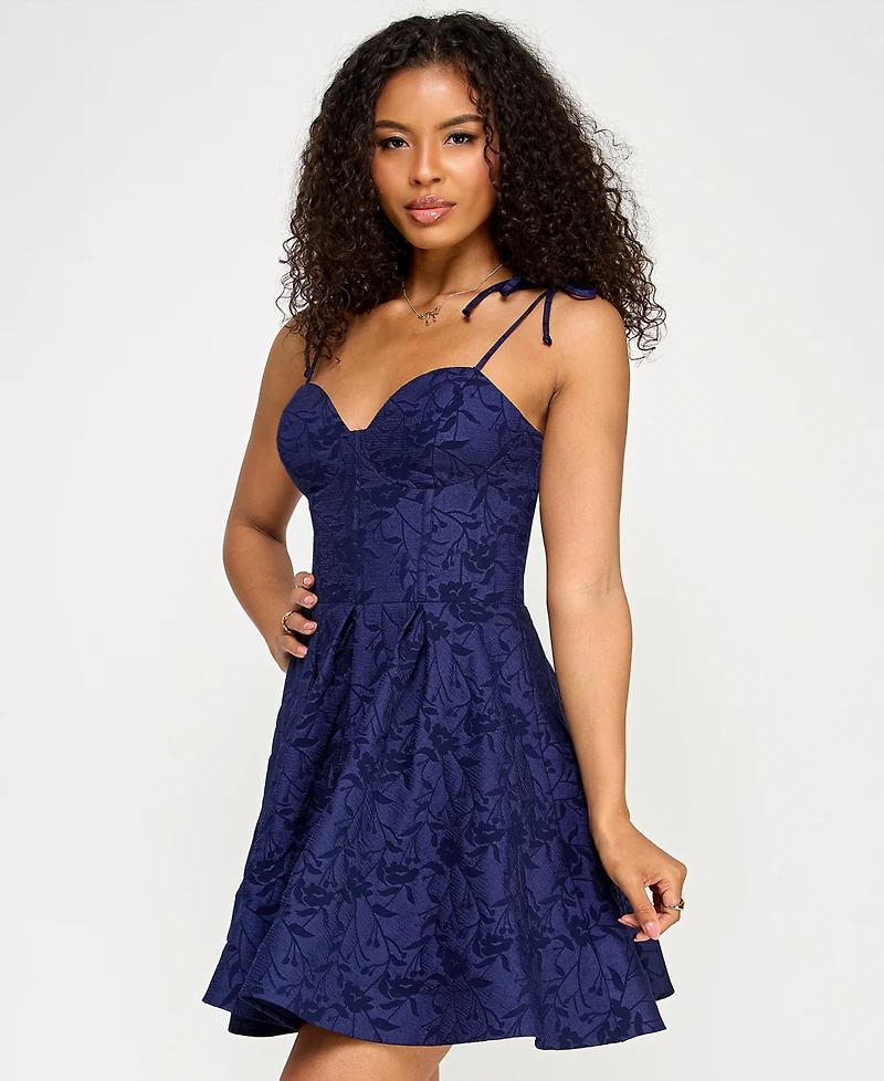 Katia Rae Juniors' Jacquard Strappy Fit & Flare Dress
