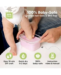 KeaBabies Reve Baby Casting Kit Hands and Feet Mold, 3D Hand 0-9 Months with Wood Base, Bpa-Free Keepsake