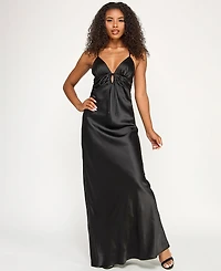 Seni & Cade Juniors Satin Back Tie Long Dress