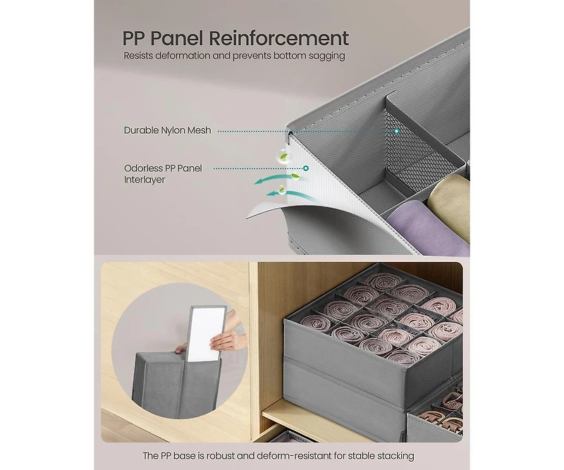 Set of 4 Drawer Organizers for Underwear and Closet Storage