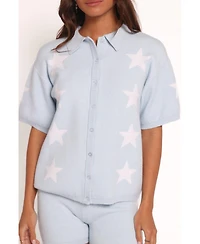 Petal and Pup Women's Lela Knitted Shirt - Light Blue Stars