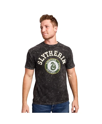 Harry Potter Men's Slytherin Varsity Black Vintage Mineral Wash Crew Neck Short Sleeve T-shirt-xxl